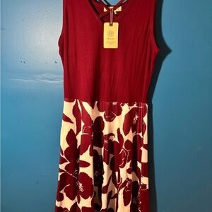 Red and White Floral Dress